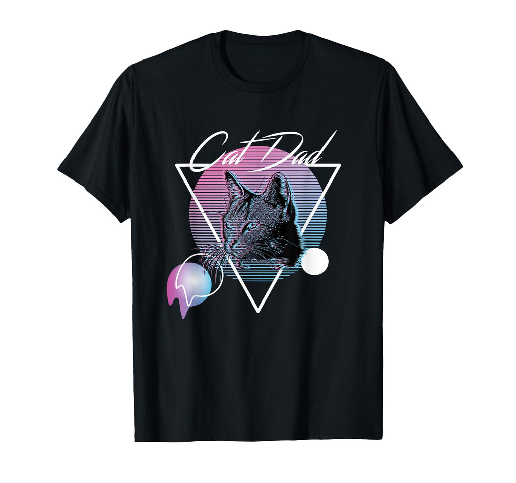 Cat Dad Vaporwave Aesthetic Art T-Shirt - Unique Graphic for Adults - T-Shirt, Sweatshirt, Hoodie