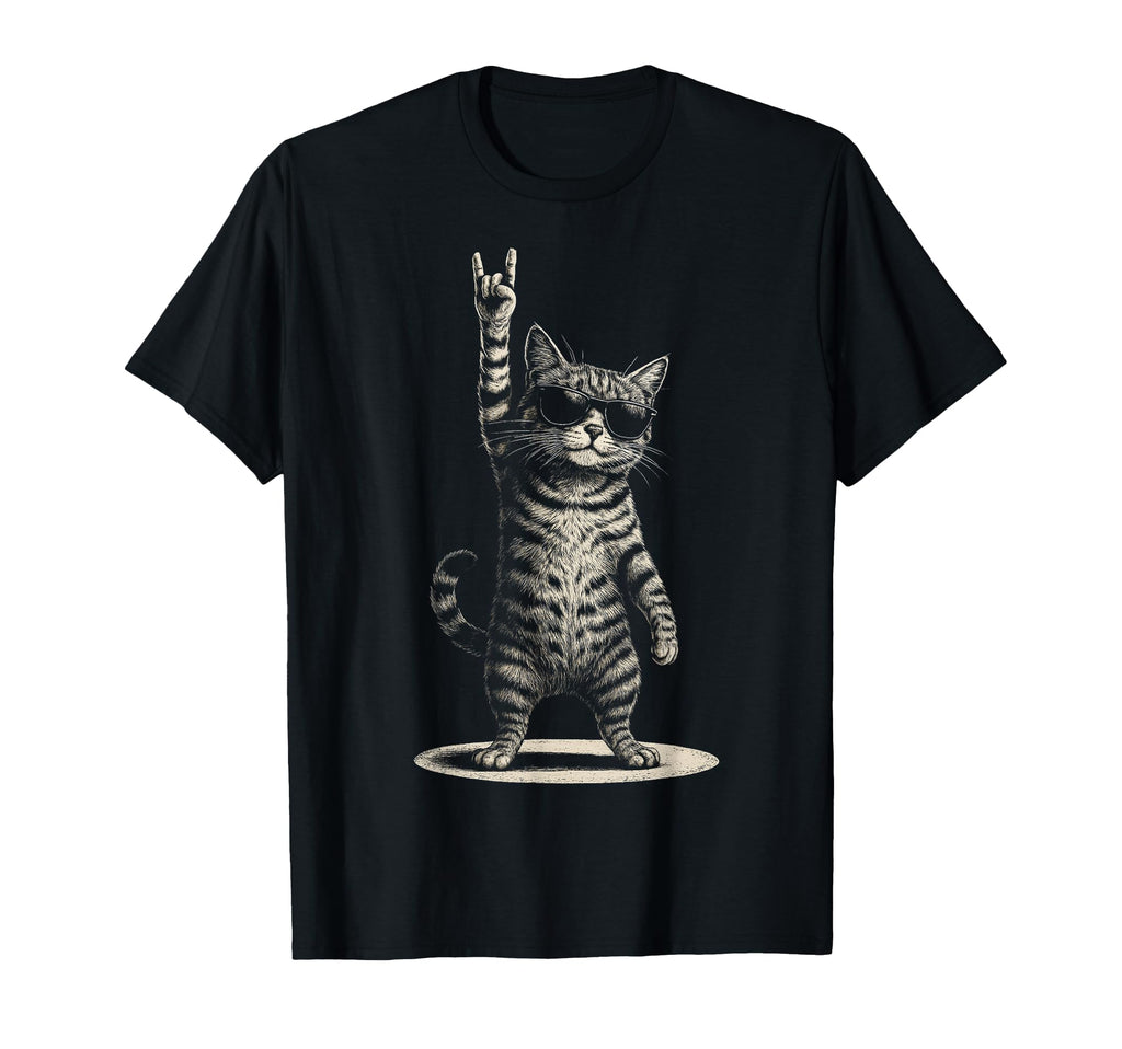 Cat Rock And Roll Kitty Rocking Music T-Shirt - Streetwear Style Unisex - T-Shirt, Sweatshirt, Hoodie