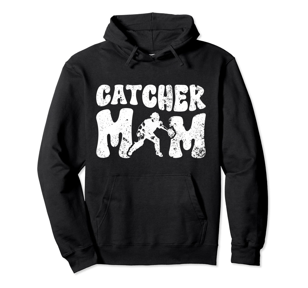 Baseball Catcher Mom Groovy Mom Baseball Hoodie - Graphic Print for Adults - T-Shirt, Sweatshirt, Hoodie