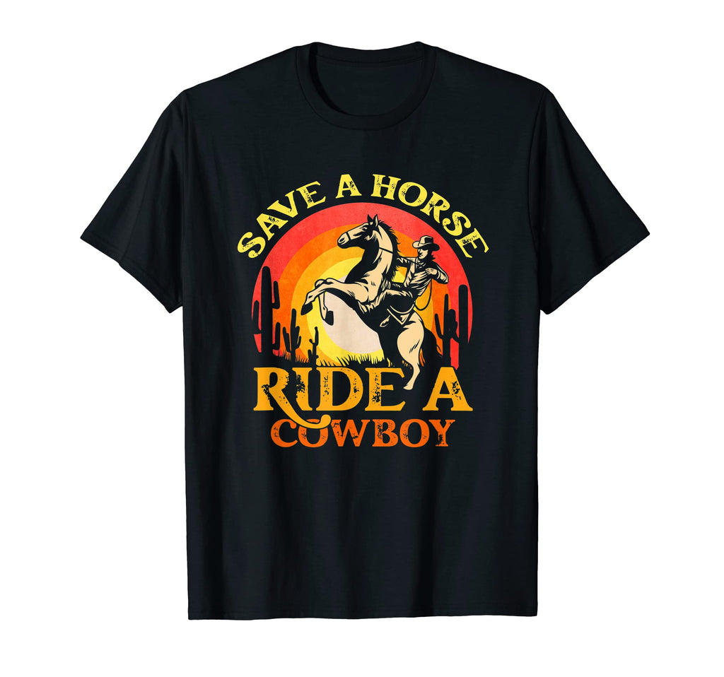 Funny Save Horse Ride Cowboy Sunset T-Shirt - Unique Graphic Unisex - T-Shirt, Sweatshirt, Hoodie