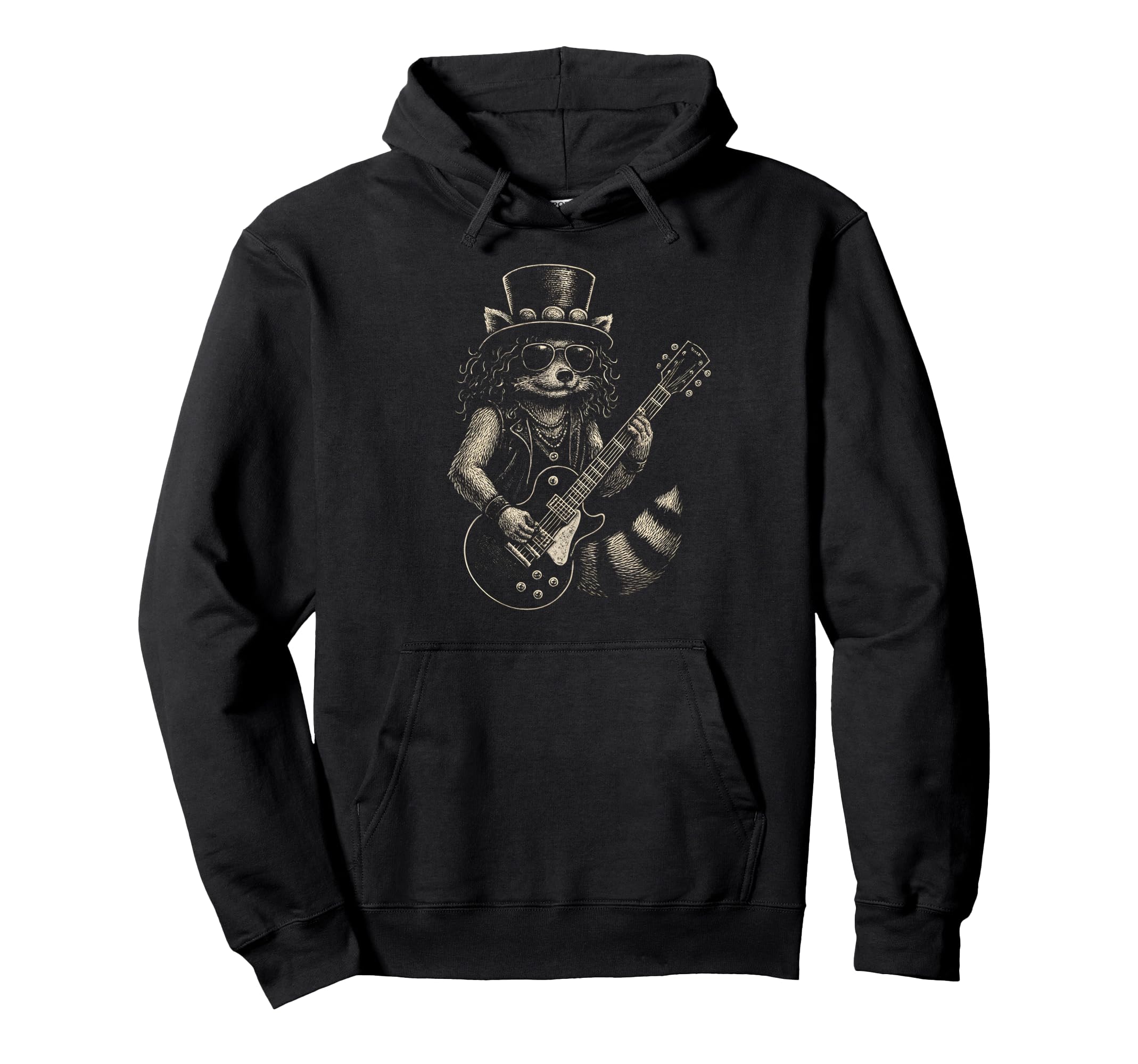 Raccoon Rock Music Hoodie - Novelty Apparel Unisex - T-Shirt, Sweatshirt, Hoodie