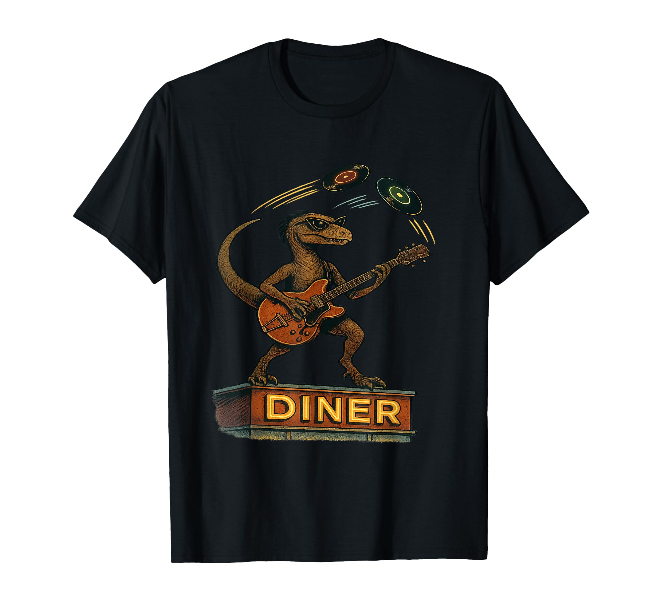 1950S Rockabilly Dinosaur Diner T-Shirt - Trendy Graphic Unisex - T-Shirt, Sweatshirt, Hoodie