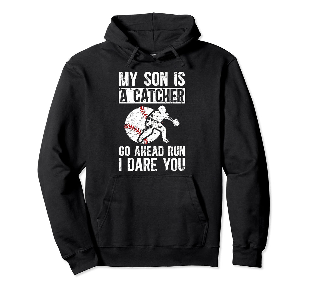 My Son Is Baseball Catcher Dad Hoodie - Minimalist Print for Adults - T-Shirt, Sweatshirt, Hoodie