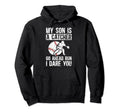 My Son Is Baseball Catcher Dad Hoodie - Minimalist Print for Adults - T-Shirt, Sweatshirt, Hoodie