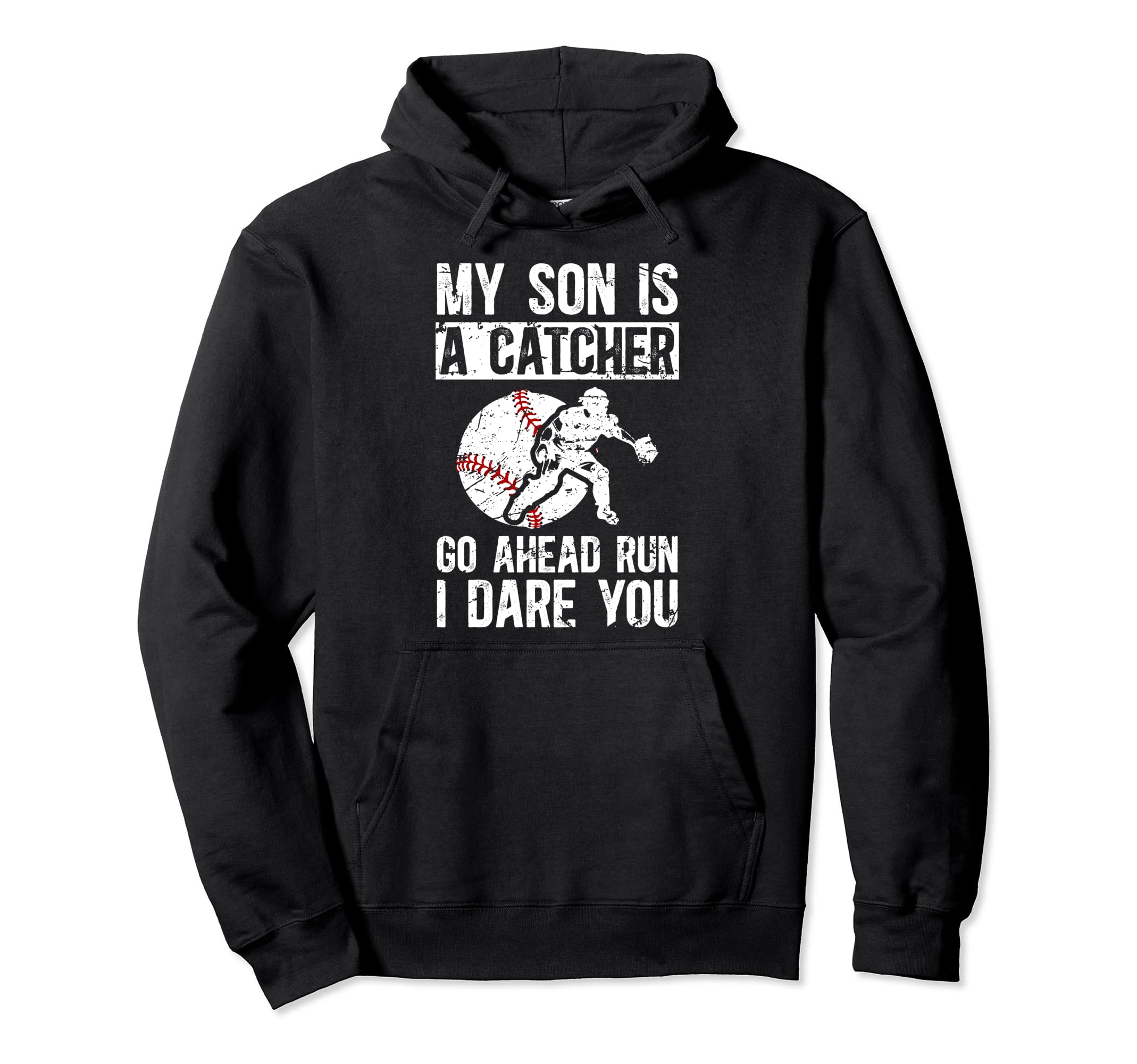 My Son Is Baseball Catcher Dad Hoodie - Minimalist Print for Adults - T-Shirt, Sweatshirt, Hoodie