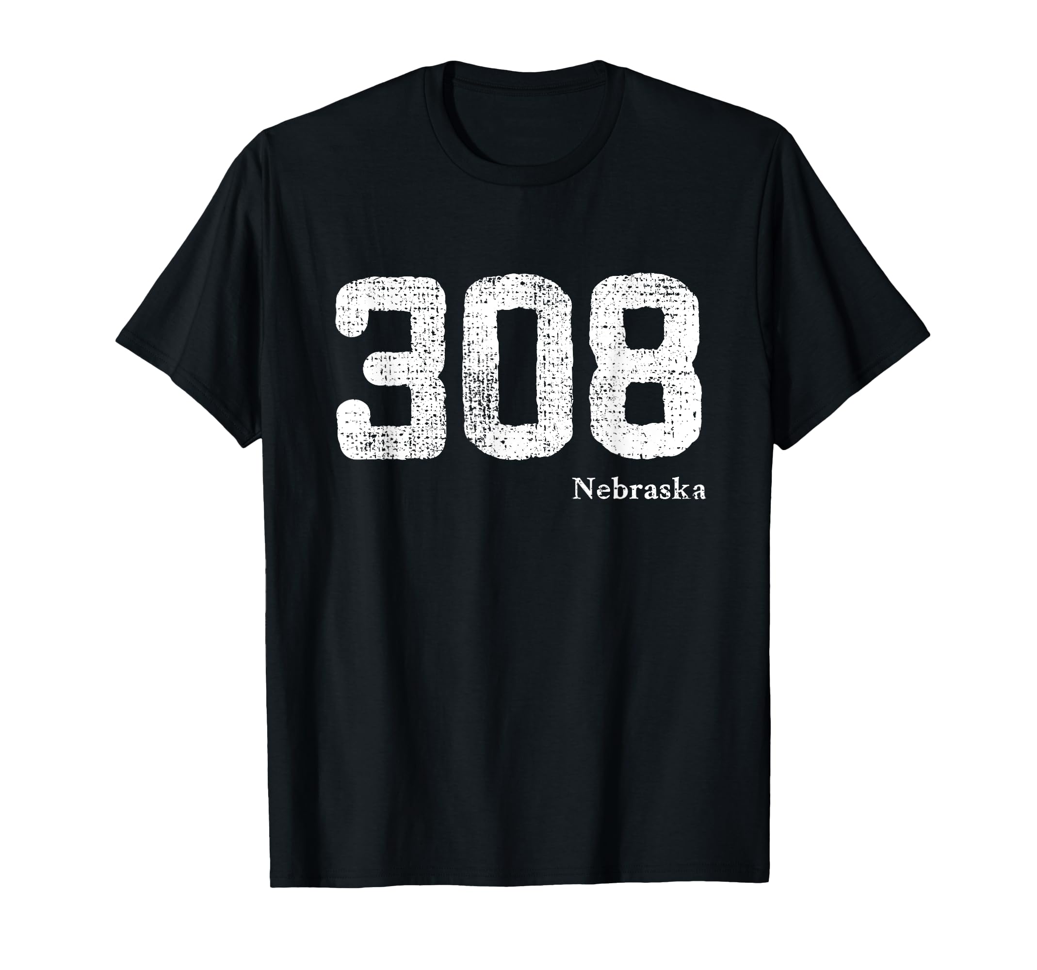 Distressed 308 Area Code Nebraska T-Shirt - Aesthetic Graphic Men Women - T-Shirt, Sweatshirt, Hoodie