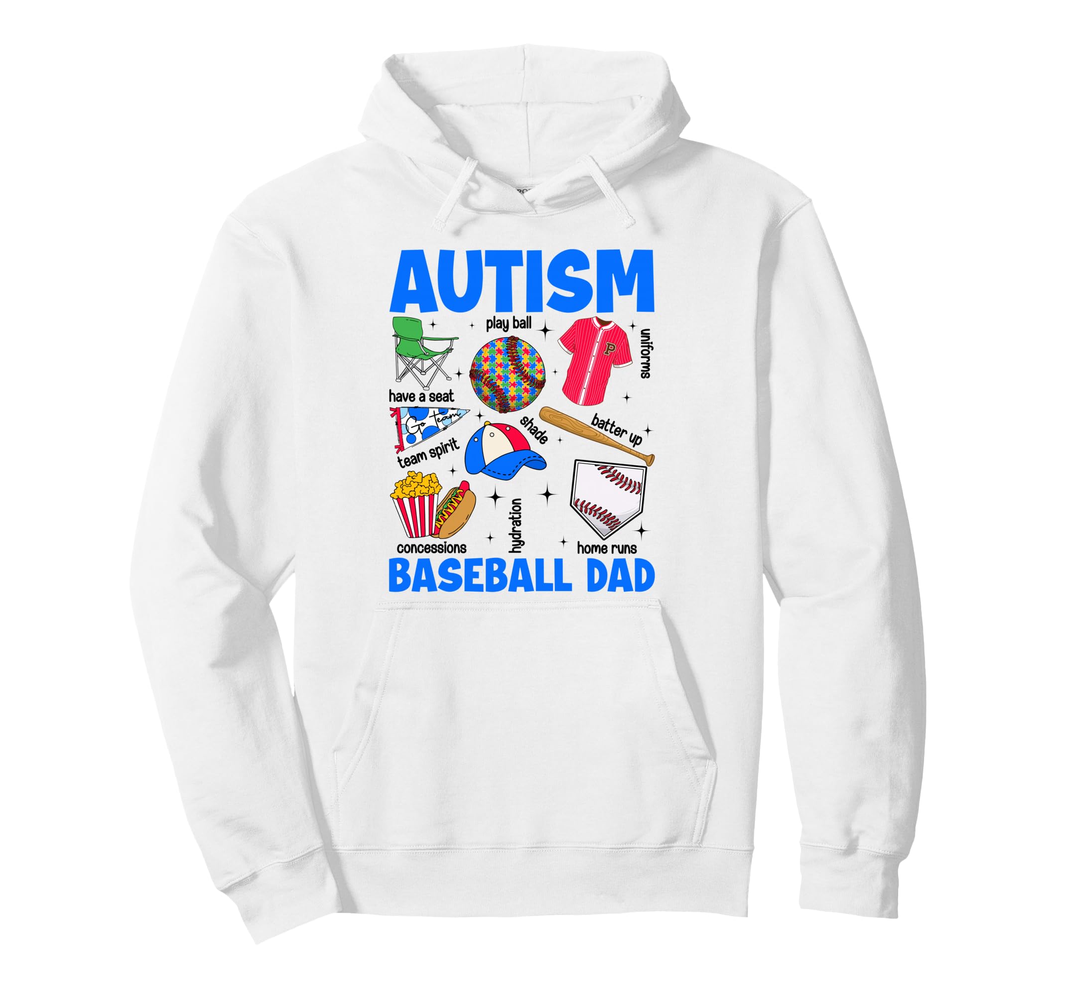 Autism Baseball Dad Papa Autism Hoodie - Aesthetic Graphic for Adults - T-Shirt, Sweatshirt, Hoodie