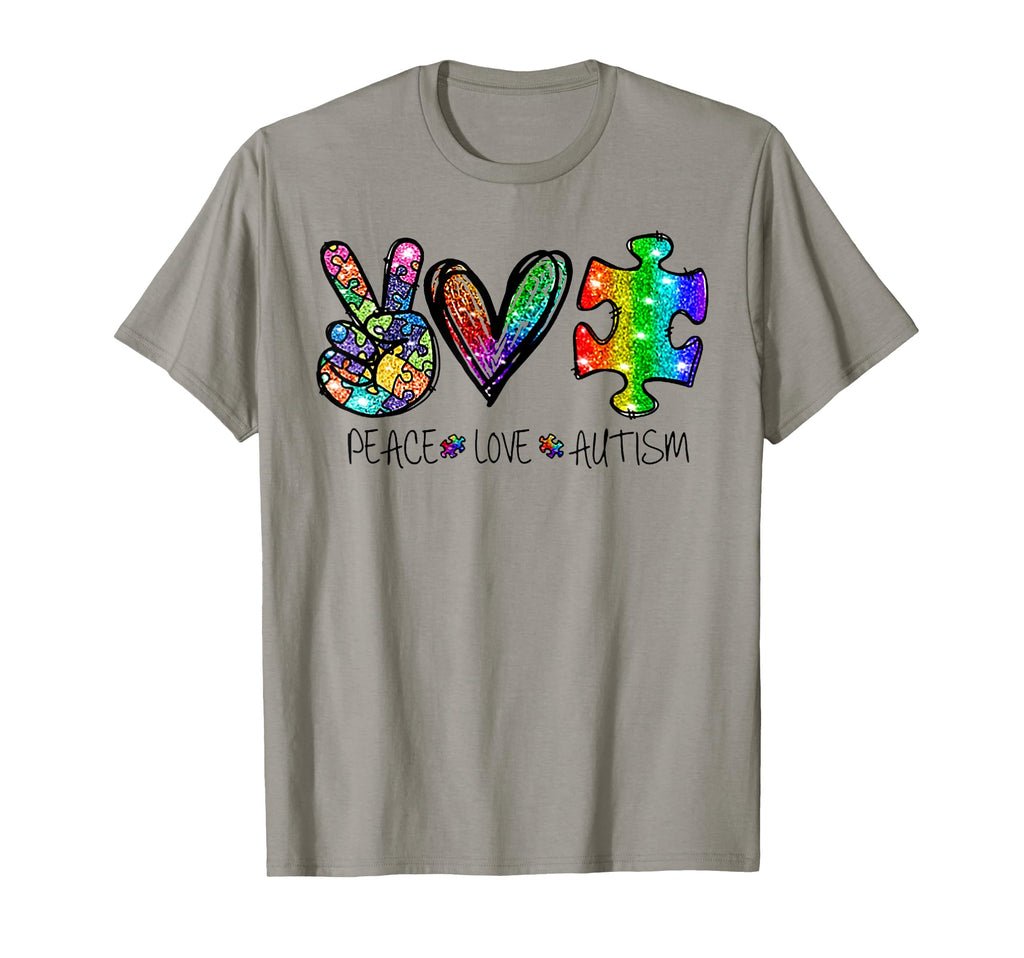 Funny Peace Love Autism Ribbon Hippie T-Shirt - Streetwear Style Unisex - T-Shirt, Sweatshirt, Hoodie