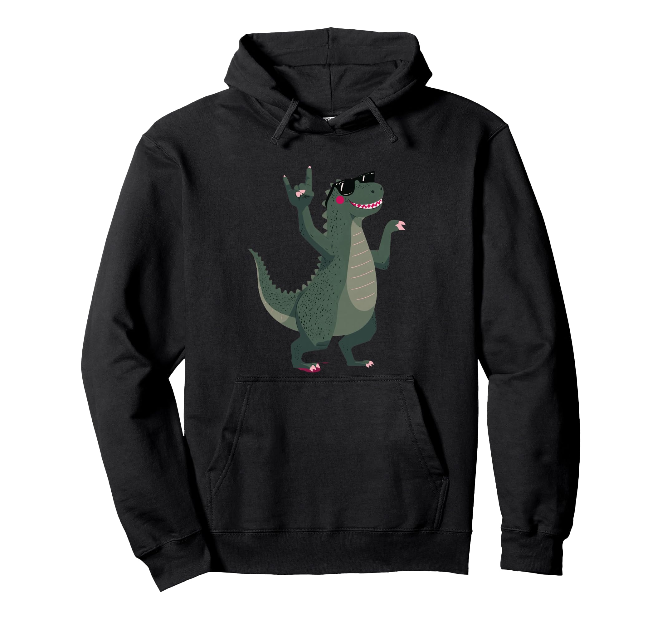 Dinosaur T Rex Rock Hand Sign Punk Hoodie - Streetwear Style Men Women - T-Shirt, Sweatshirt, Hoodie