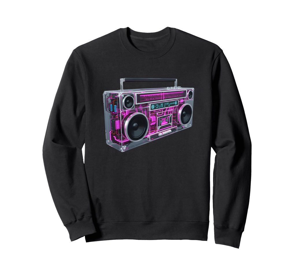 Boombox Old School Cassette Tape Sweatshirt - Fun Novelty Design Men Women - T-Shirt, Sweatshirt, Hoodie