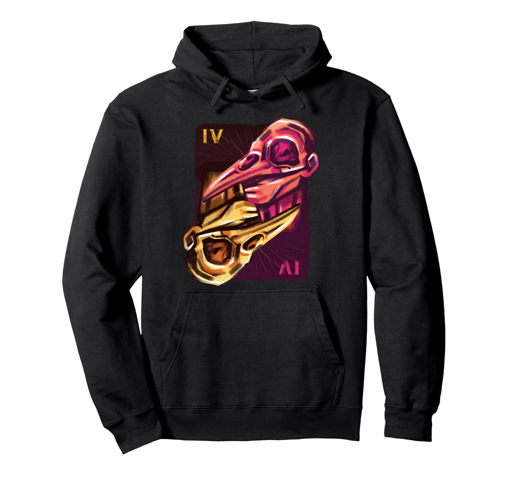 Vaporwave Aesthetic Raven Mask Skull Card Hoodie - Novelty Apparel Unisex - T-Shirt, Sweatshirt, Hoodie