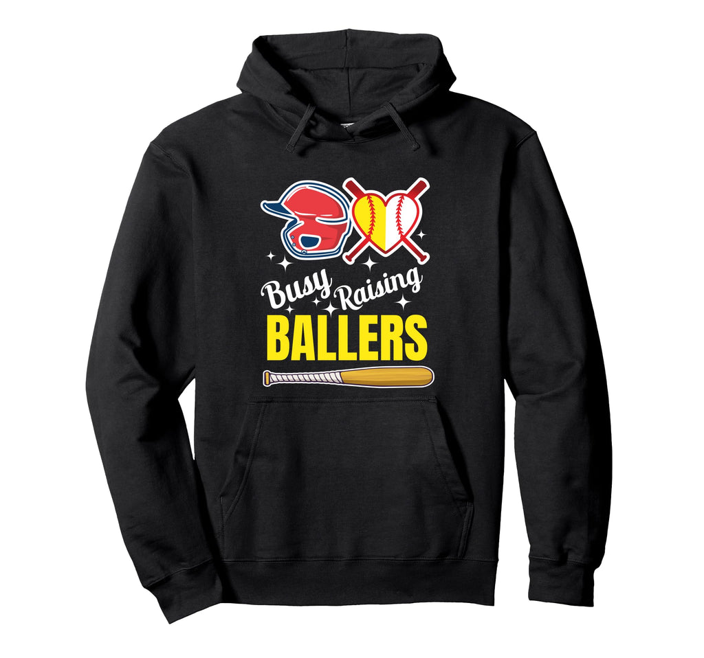 Busy Raising Ballers Softball And Hoodie - Minimalist Print for Adults - T-Shirt, Sweatshirt, Hoodie