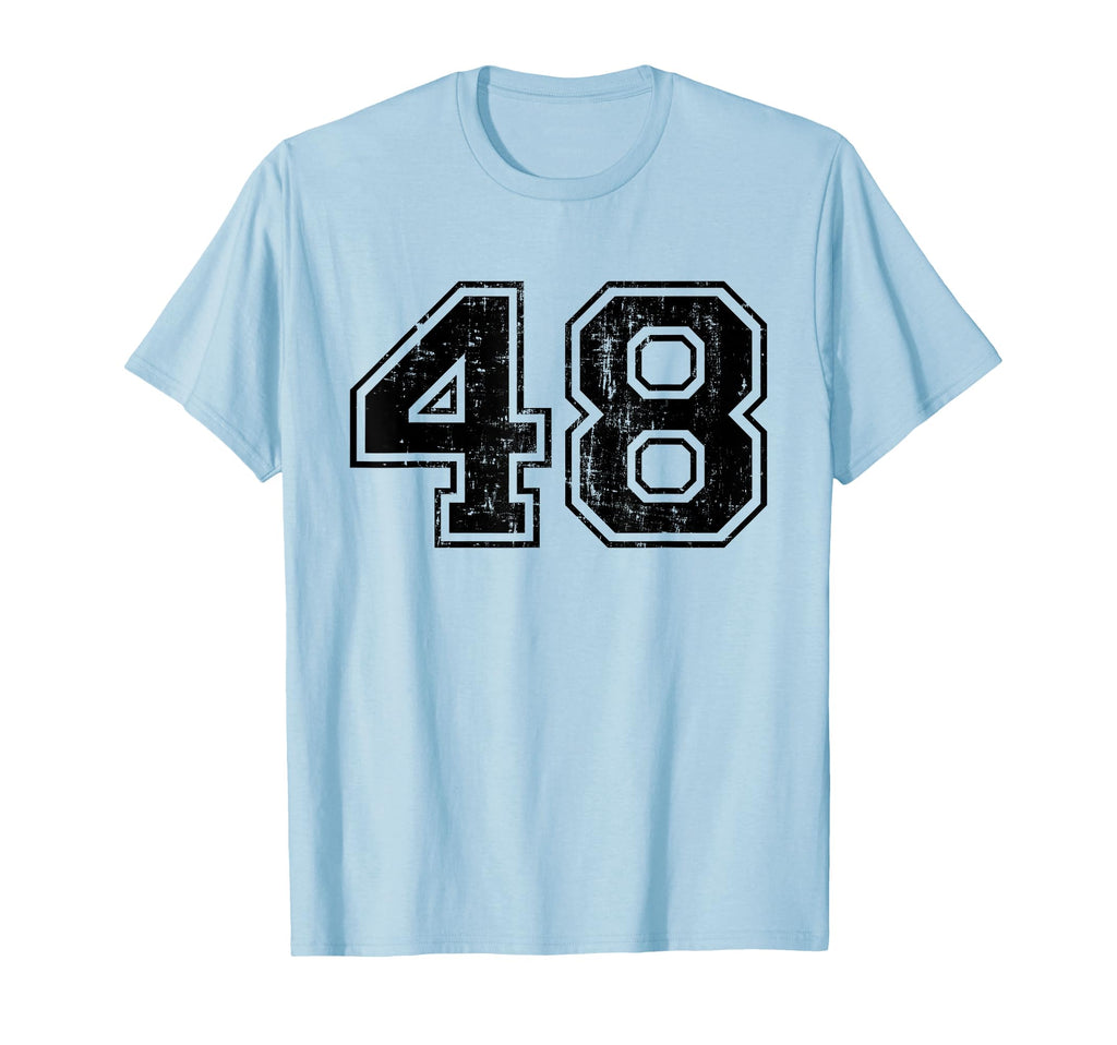 Number 48 Varsity Distressed Sport T-Shirt - Fun Novelty Design Unisex - T-Shirt, Sweatshirt, Hoodie