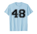 Number 48 Varsity Distressed Sport T-Shirt - Fun Novelty Design Unisex - T-Shirt, Sweatshirt, Hoodie
