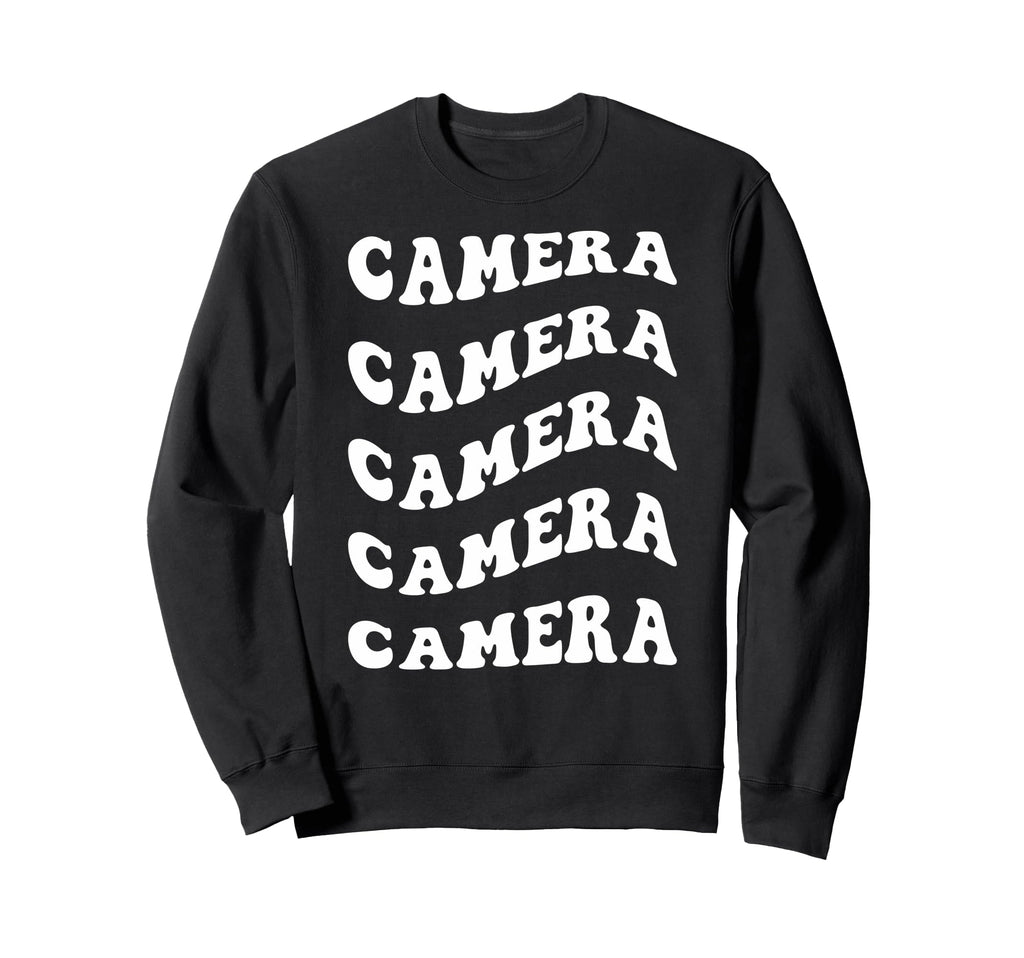 Camera Wavy Text Sweatshirt - Trendy Graphic Unisex - T-Shirt, Sweatshirt, Hoodie