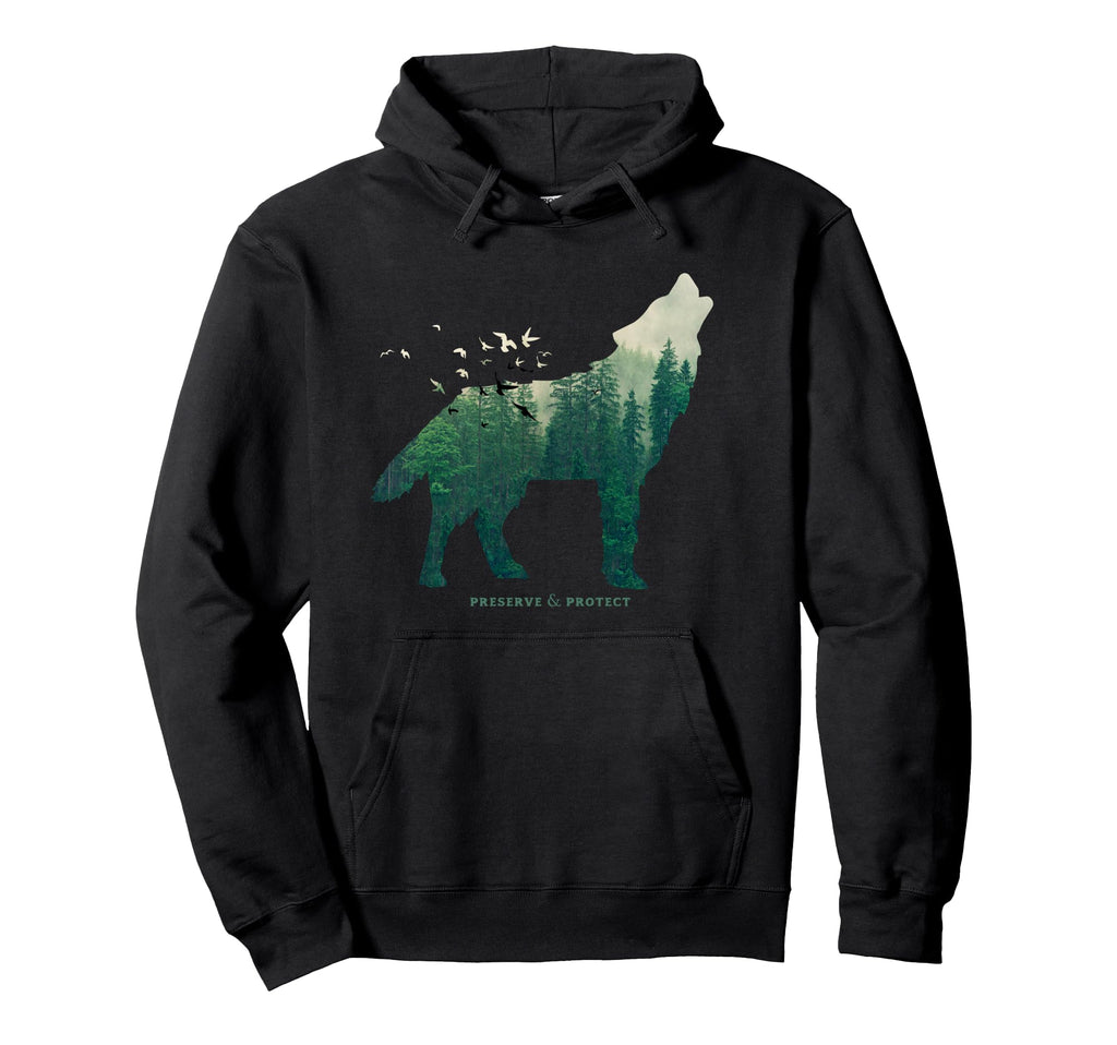 National Park Wolf Preserve Protect Nature Hoodie - Graphic Print Unisex - T-Shirt, Sweatshirt, Hoodie