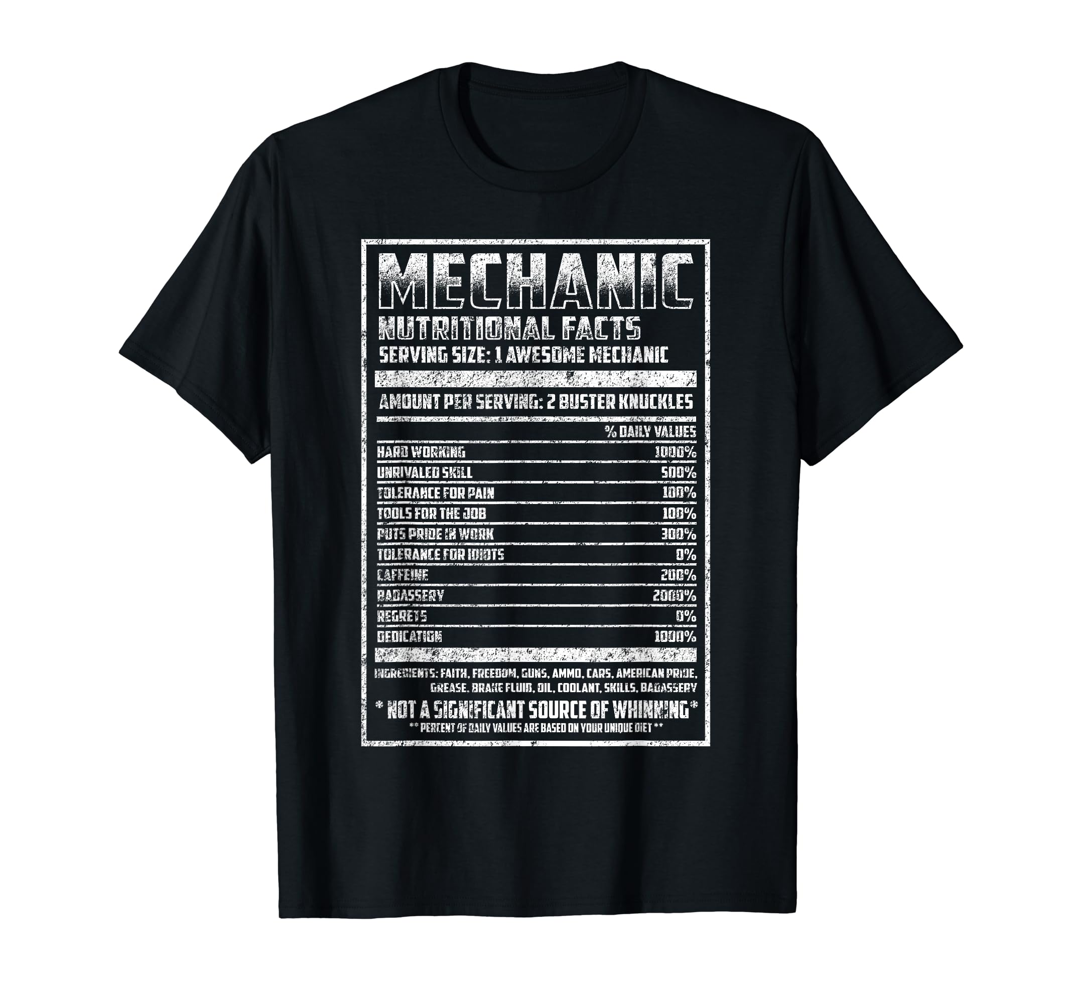 Mechanic Gift Distressed Nutritional T-Shirt - Aesthetic Graphic Unisex - T-Shirt, Sweatshirt, Hoodie
