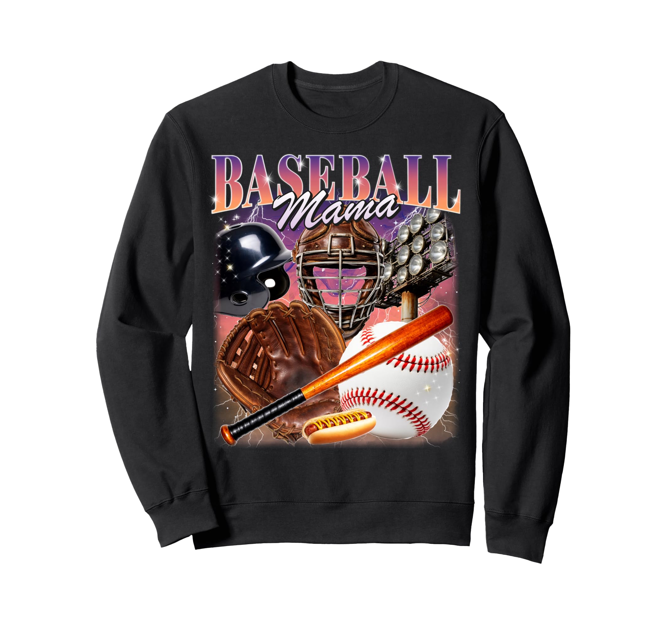 Baseball Mama Bootleg 90S Mom Sweatshirt - Novelty Apparel for Adults - T-Shirt, Sweatshirt, Hoodie