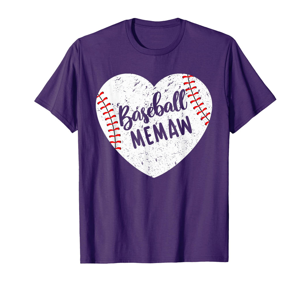 Baseball Memaw Heart Baseball Grandma T-Shirt - Novelty Apparel Men Women - T-Shirt, Sweatshirt, Hoodie