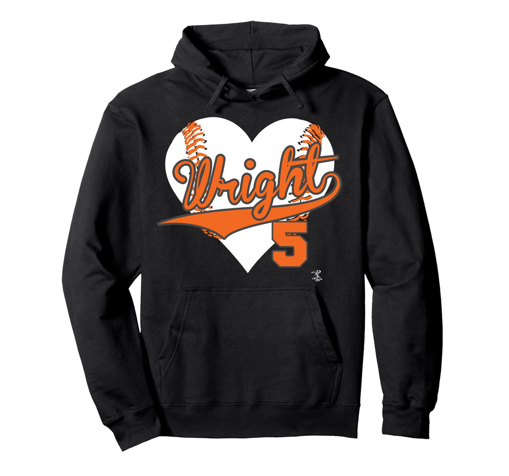 David Wright Baseball Heart Hoodie - Unique Graphic for Adults - T-Shirt, Sweatshirt, Hoodie