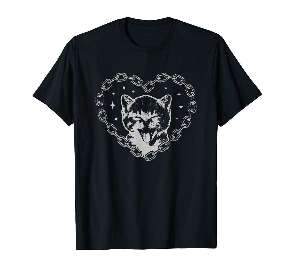 Y2K Cat Chain Heart Emo Goth 90S T-Shirt - Casual Everyday Wear for Adults - T-Shirt, Sweatshirt, Hoodie