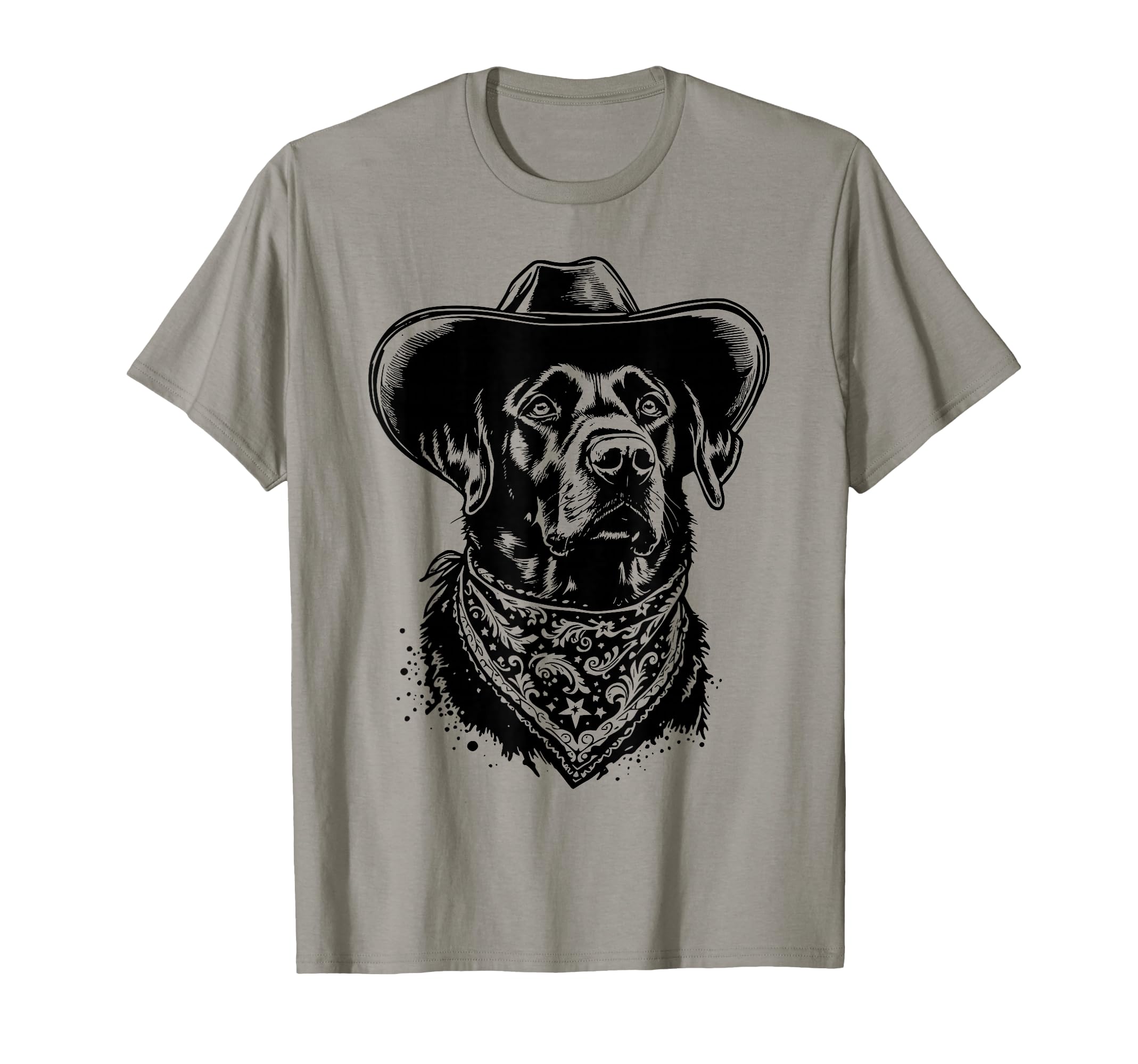 Western Black Labrador Cowboy Hat And T-Shirt - Unique Graphic Unisex - T-Shirt, Sweatshirt, Hoodie