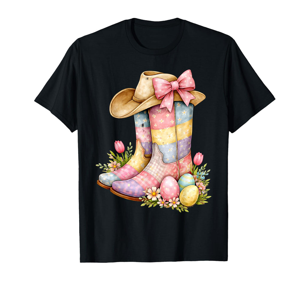 Western Cowboy Boots Cowgirl Happy Easter T-Shirt - Graphic Print Unisex - T-Shirt, Sweatshirt, Hoodie