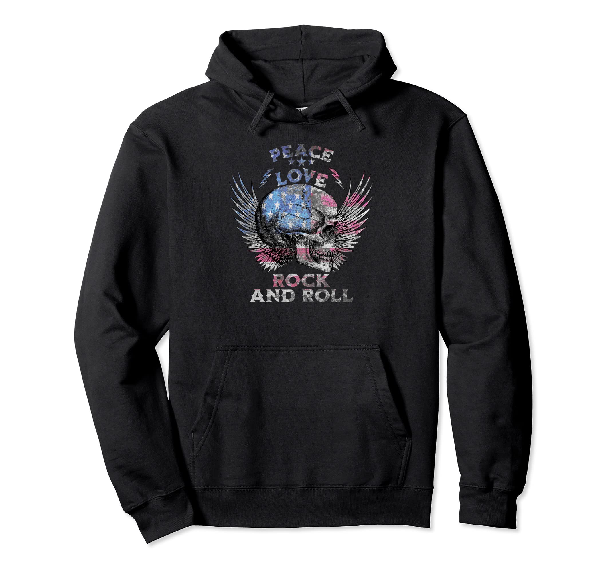 Peace Love Rock And Roll Distressed Rock Hoodie - Streetwear Style Unisex - T-Shirt, Sweatshirt, Hoodie