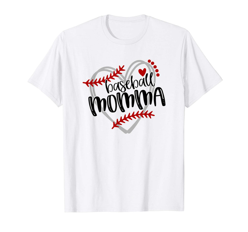 Baseball Heart Momma Mom Trendy T-Shirt - Fun Novelty Design Unisex - T-Shirt, Sweatshirt, Hoodie