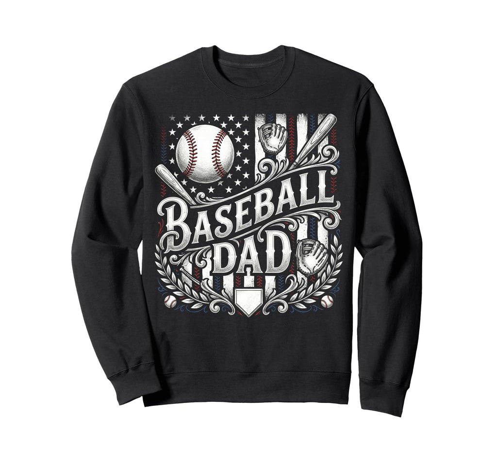 Baseball Dad Patriotic American Sweatshirt - Minimalist Print Men Women - T-Shirt, Sweatshirt, Hoodie
