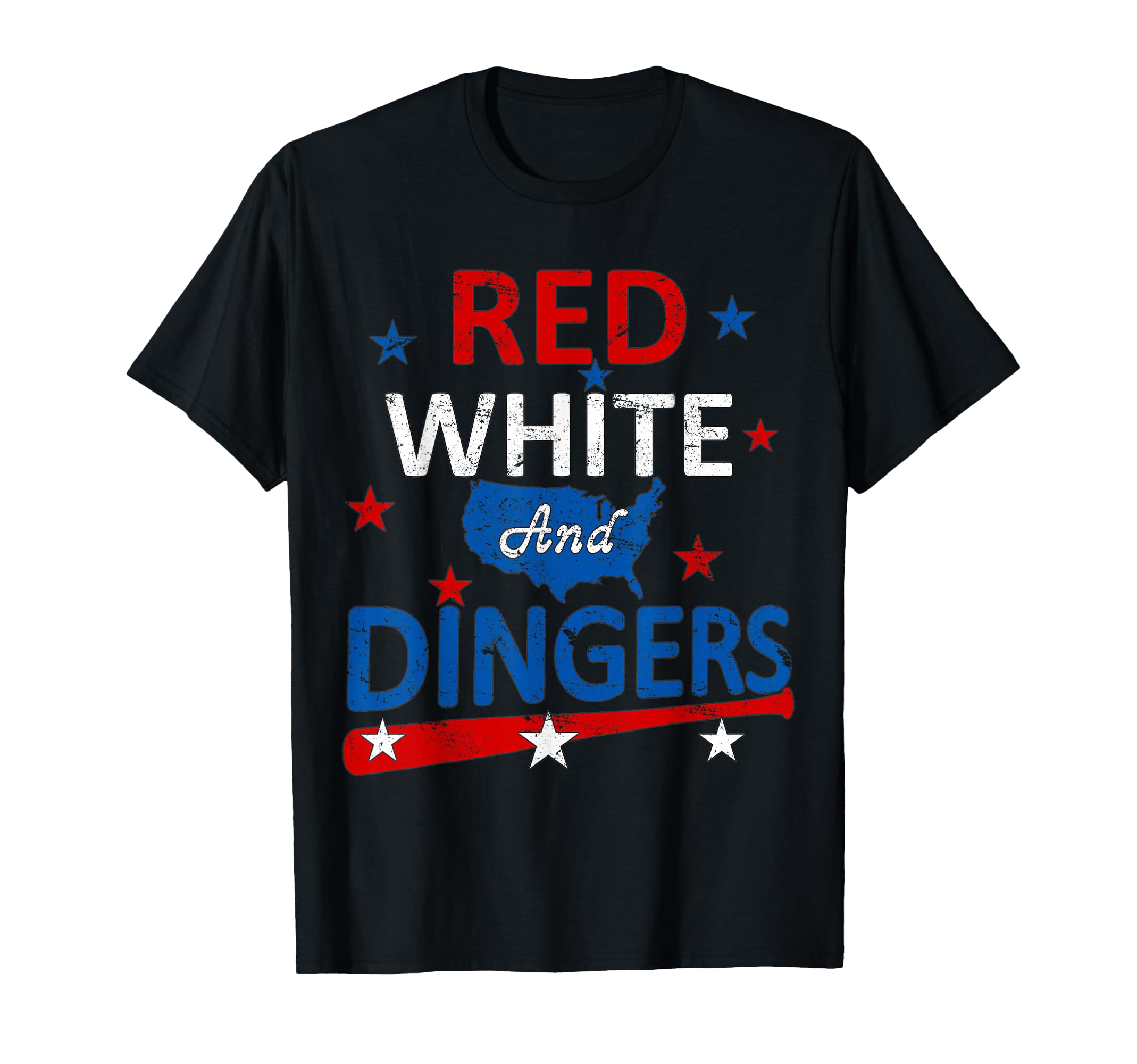 Red White And Dingers Baseball Softball T-Shirt - Graphic Print Unisex - T-Shirt, Sweatshirt, Hoodie
