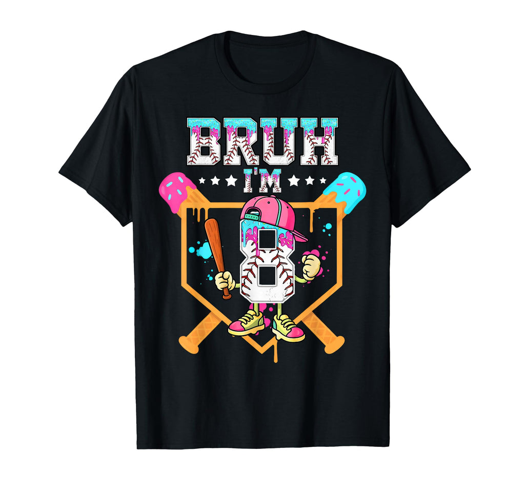 Baseball Drip 8 Year Old Ice Cream T-Shirt - Novelty Apparel for Adults - T-Shirt, Sweatshirt, Hoodie