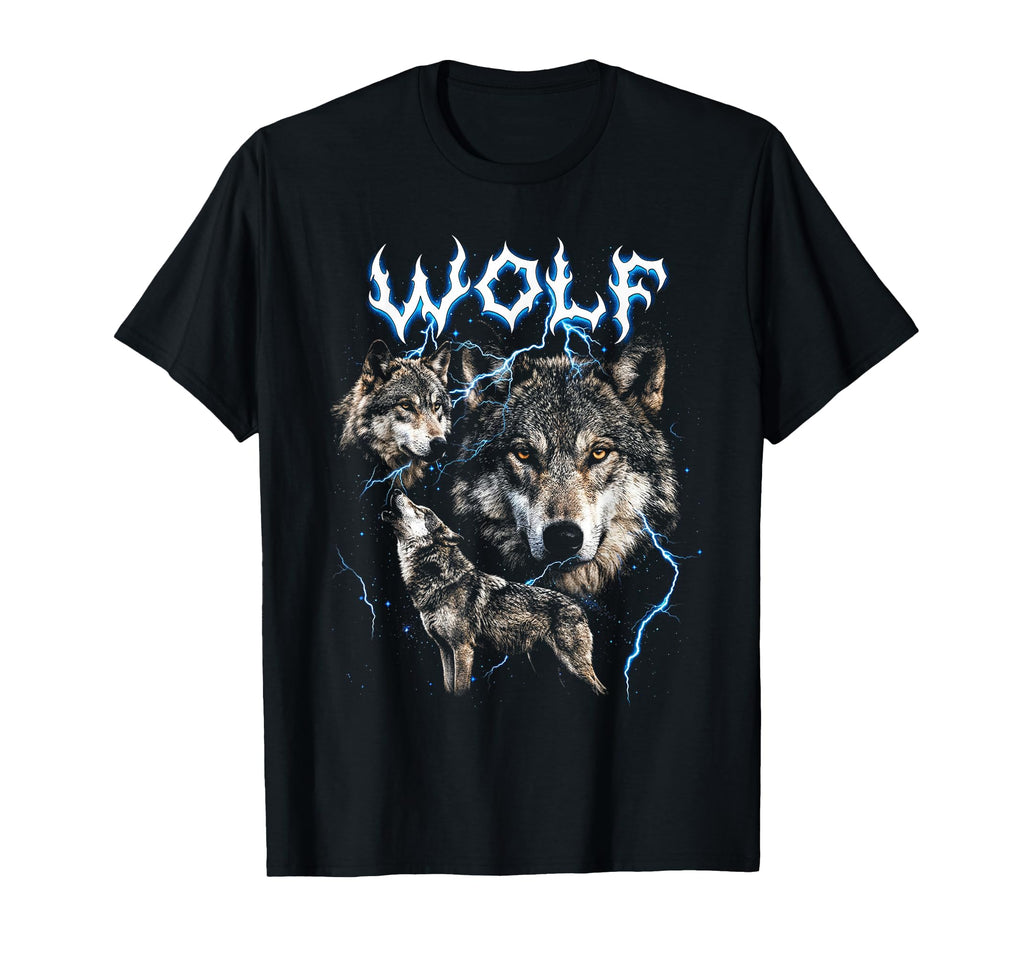 Wolf 90S Heavy Metal Wolf Animal T-Shirt - Custom Art Print Men Women - T-Shirt, Sweatshirt, Hoodie