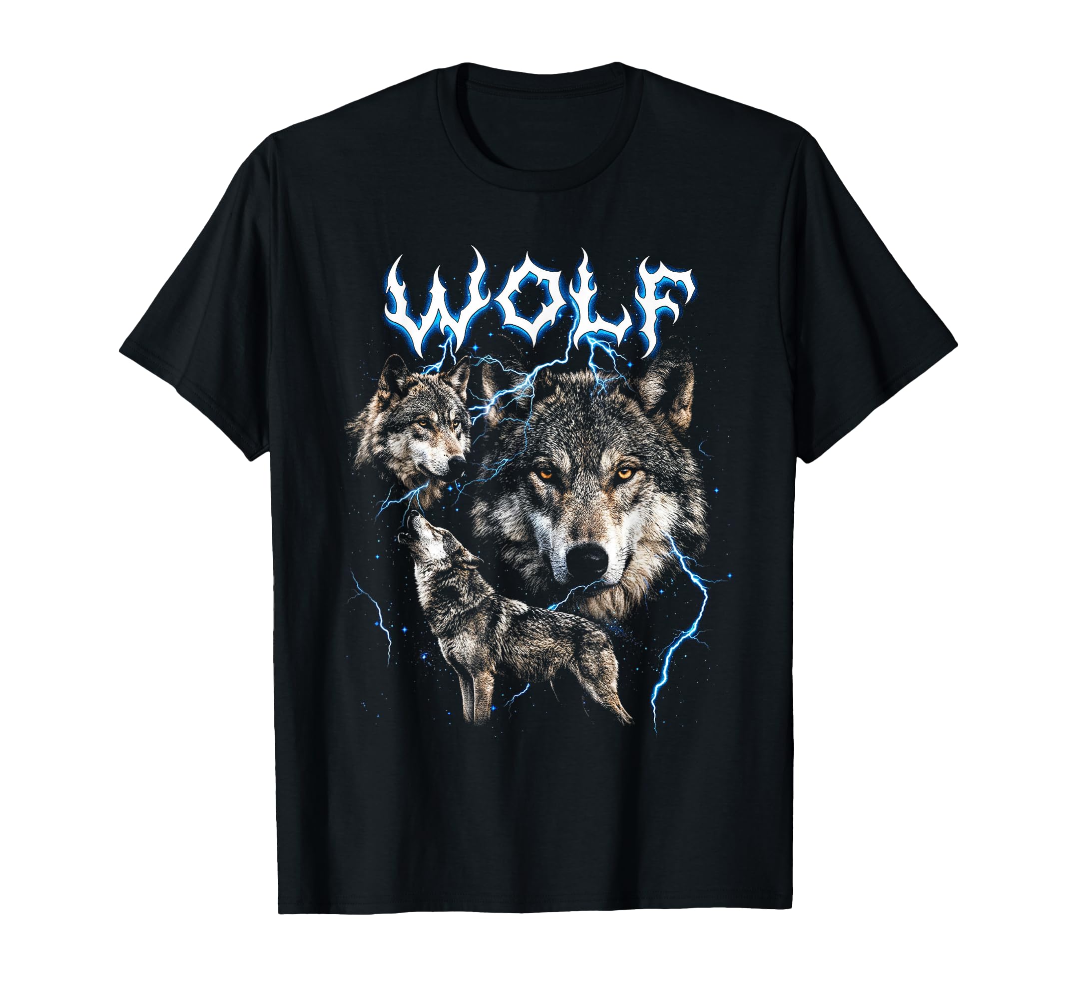 Wolf 90S Heavy Metal Wolf Animal T-Shirt - Custom Art Print Men Women - T-Shirt, Sweatshirt, Hoodie