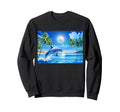 Frutiger Aero Dolphin Sunset Ocean Palm Sweatshirt - Unique Graphic Unisex - T-Shirt, Sweatshirt, Hoodie