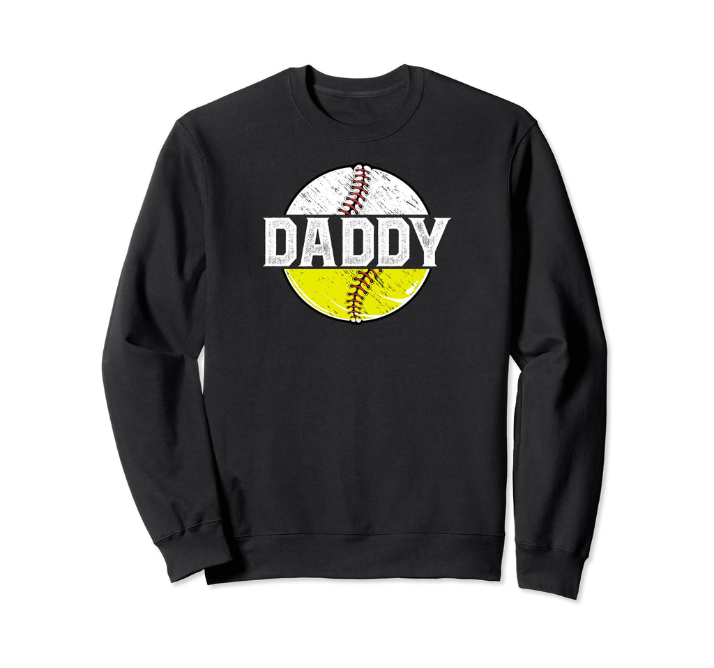 Daddy Softball Baseball Dad Baseball Sweatshirt - Aesthetic Graphic Unisex - T-Shirt, Sweatshirt, Hoodie