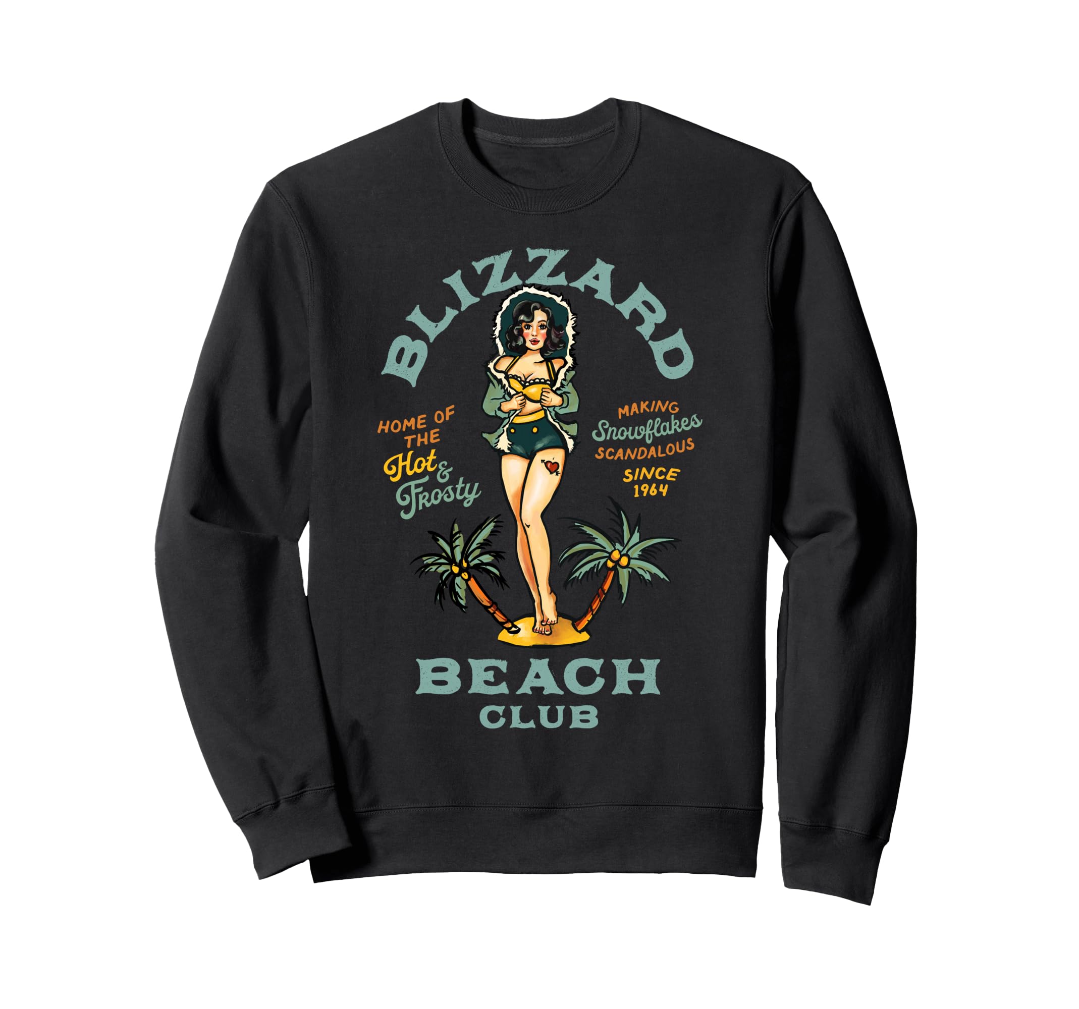 Pin Up Beach Bar Sailor Jerry Tattoo Art Sweatshirt - Unique Graphic Unisex - T-Shirt, Sweatshirt, Hoodie