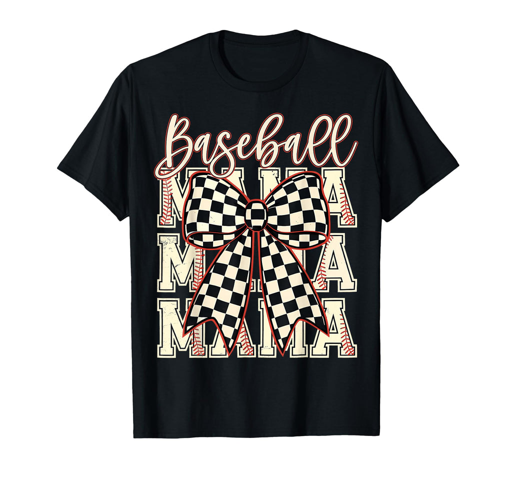 Checkered Coquette Baseball Mama T-Shirt - Unique Graphic for Adults - T-Shirt, Sweatshirt, Hoodie