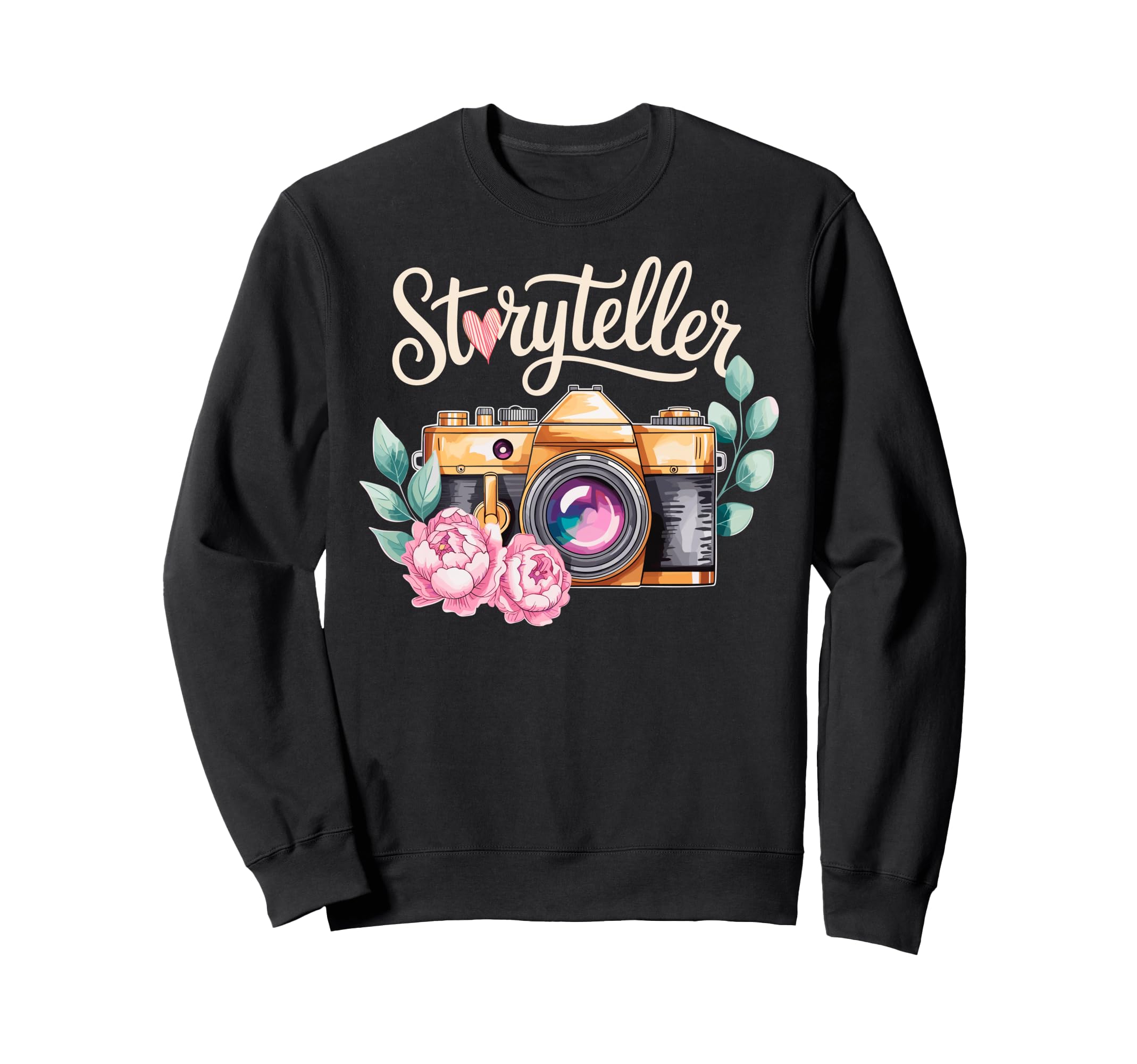Photo Camera Flowers Storyteller Sweatshirt - Aesthetic Graphic for Adults - T-Shirt, Sweatshirt, Hoodie