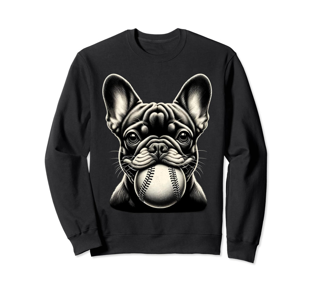 Funny French Bulldog Baseball Sweatshirt - Fun Novelty Design for Adults - T-Shirt, Sweatshirt, Hoodie
