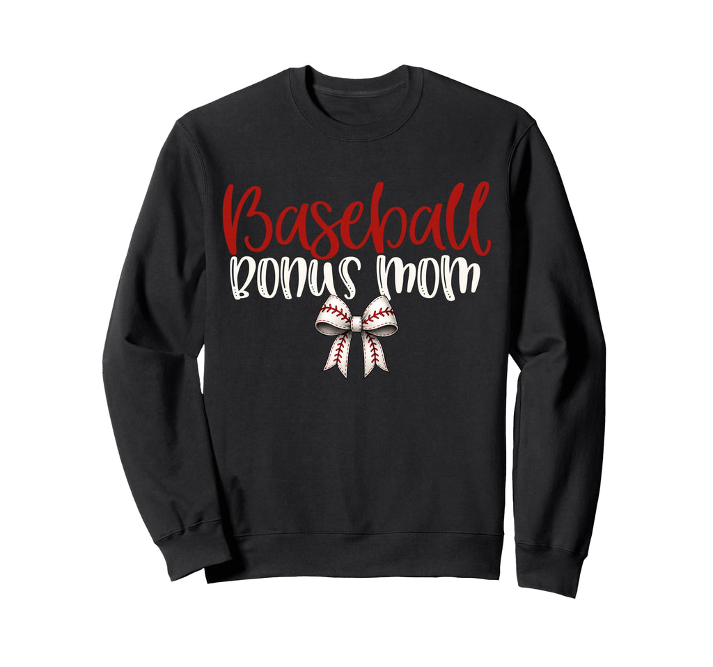 Baseball Bonus Mom Coquette Bow Sweatshirt - Minimalist Print for Adults - T-Shirt, Sweatshirt, Hoodie