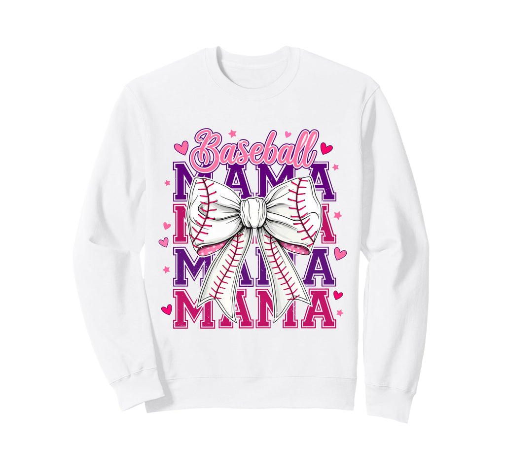 Baseball Mama Coquette Bow Baseball Sweatshirt - Trendy Graphic Men Women - T-Shirt, Sweatshirt, Hoodie