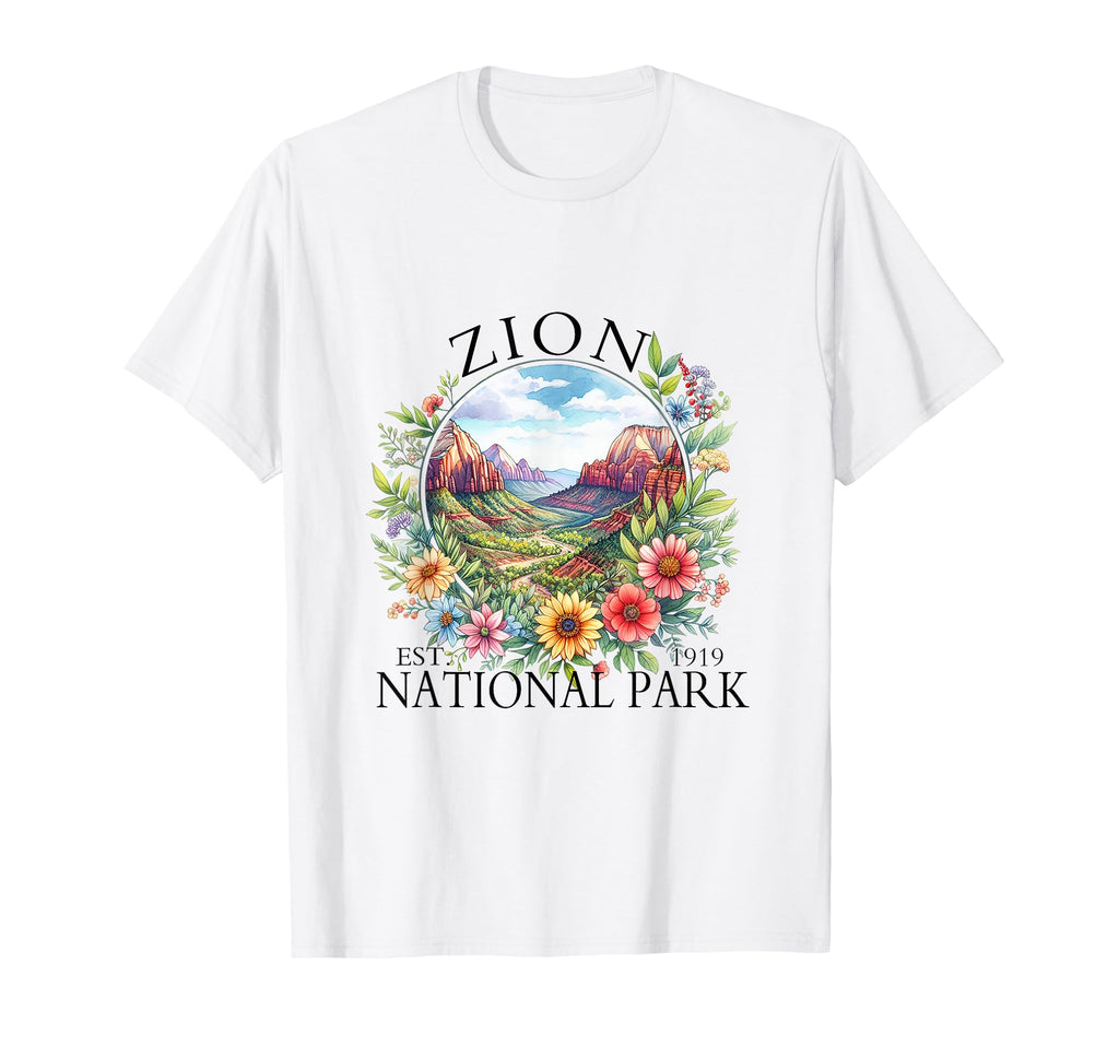 Floral Zion National Park Hiking Camping T-Shirt - Streetwear Style Unisex - T-Shirt, Sweatshirt, Hoodie