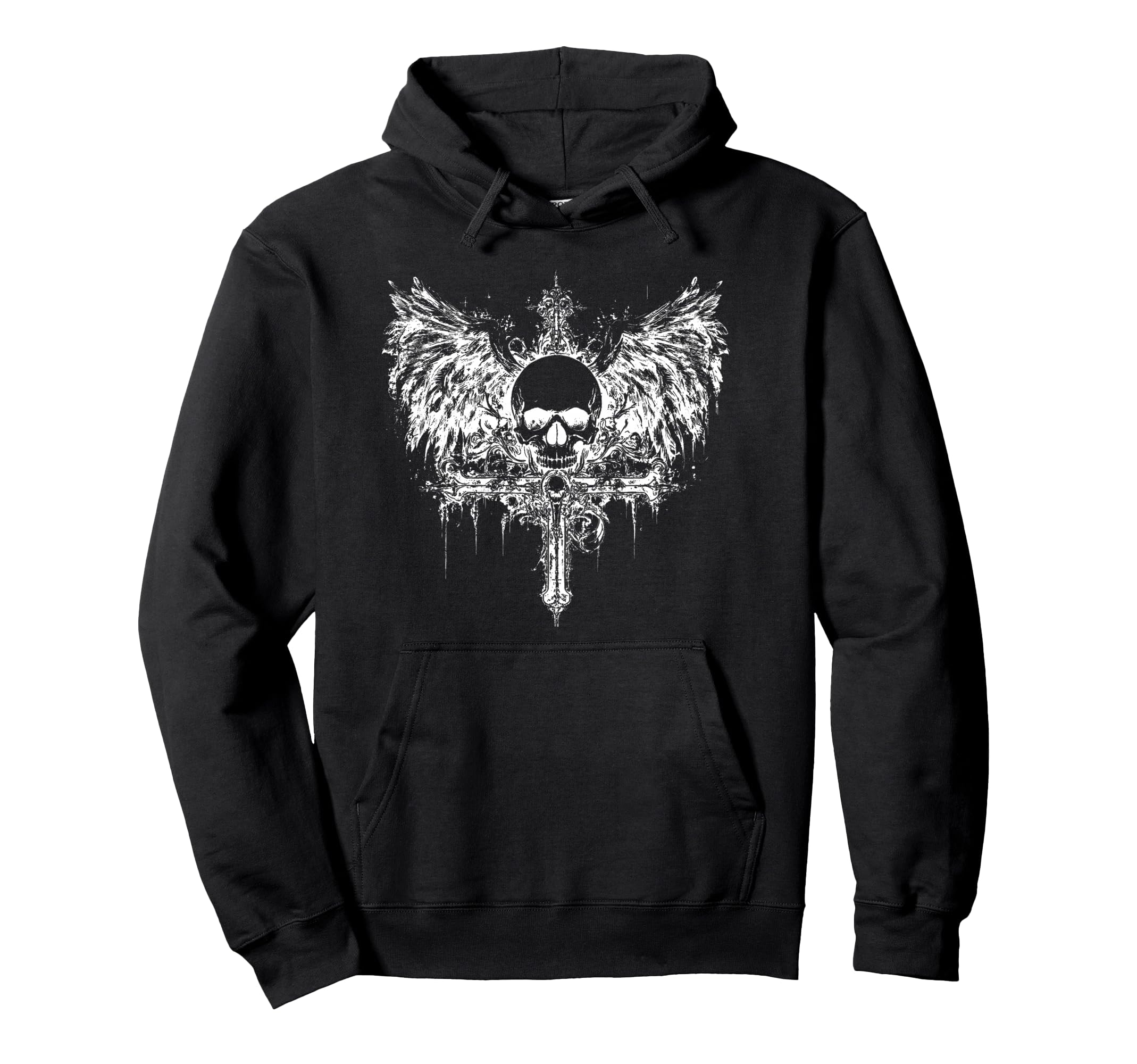 Emo Y2K Skull Cross Dark Grunge Hoodie - Novelty Apparel for Adults - T-Shirt, Sweatshirt, Hoodie