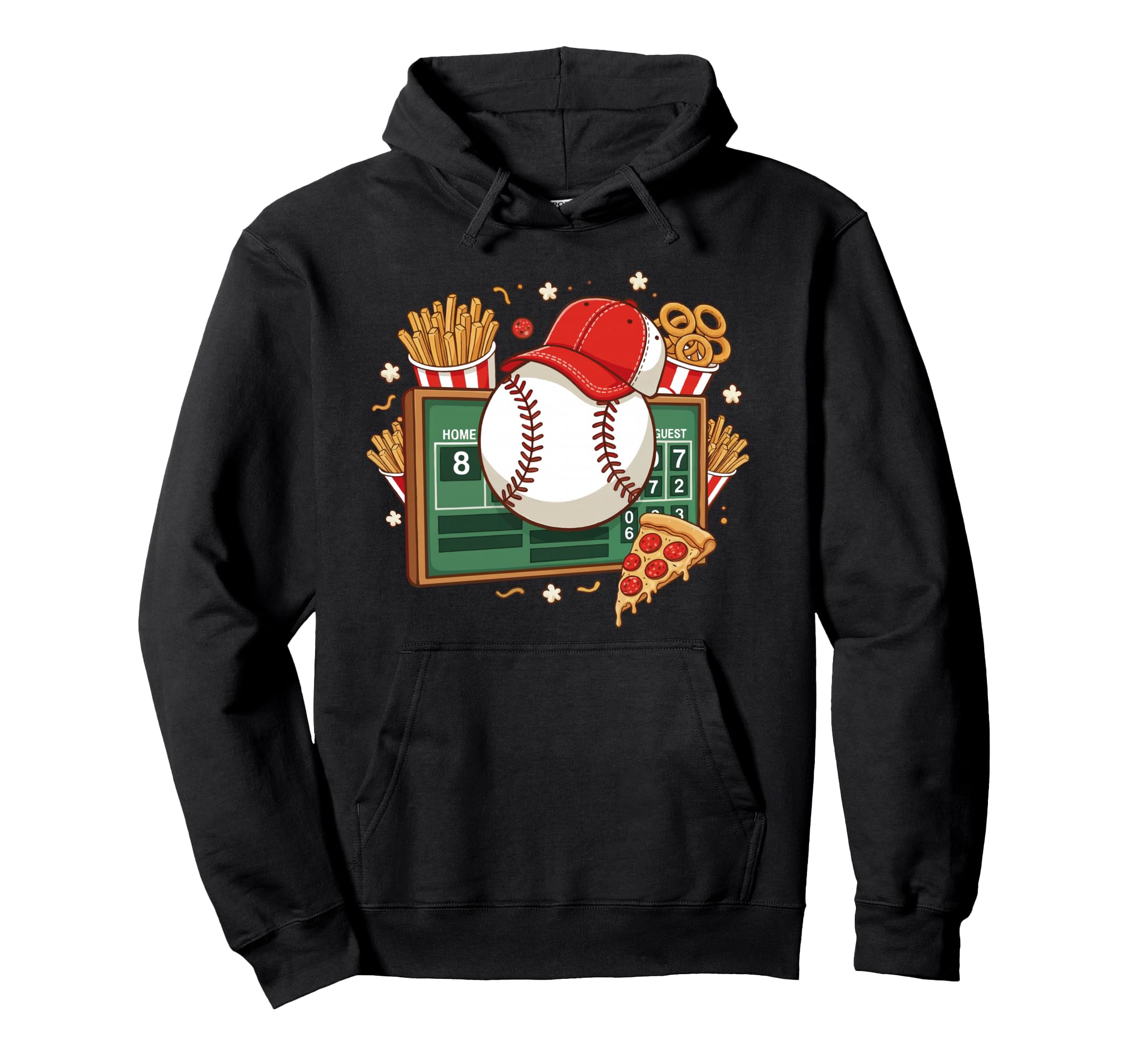 Baseball Scoreboard Snacks Home Run Hoodie - Unique Graphic Men Women - T-Shirt, Sweatshirt, Hoodie