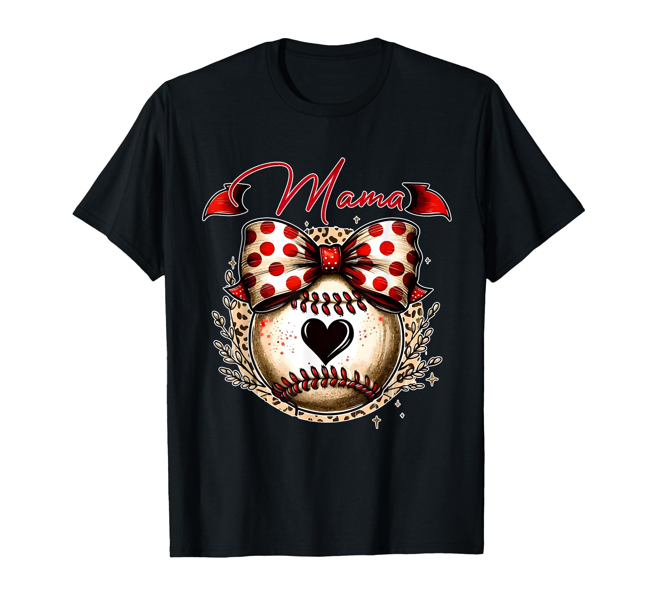 Mama Baseball Leopard Happy Mothers Day T-Shirt - Graphic Print Men Women - T-Shirt, Sweatshirt, Hoodie