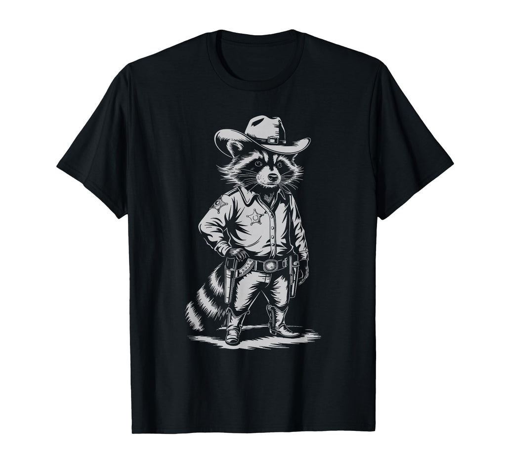Racoon Trash Panda Cowboy Western T-Shirt - Custom Art Print for Adults - T-Shirt, Sweatshirt, Hoodie