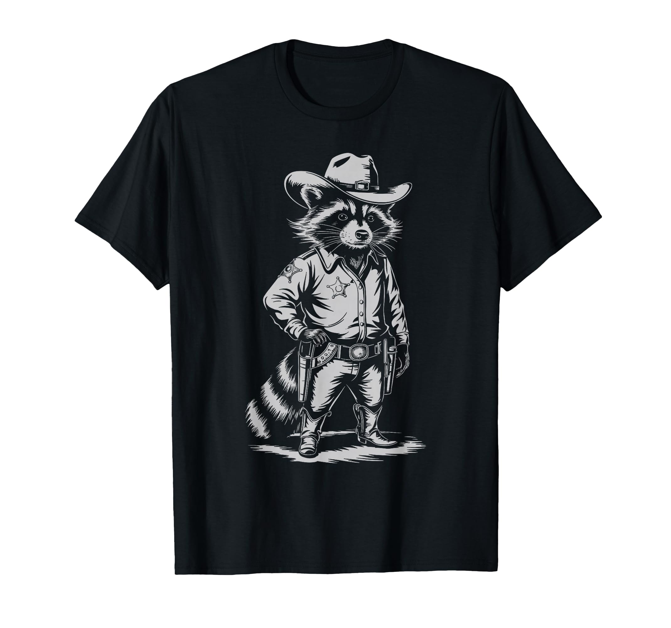 Racoon Trash Panda Cowboy Western T-Shirt - Custom Art Print for Adults - T-Shirt, Sweatshirt, Hoodie