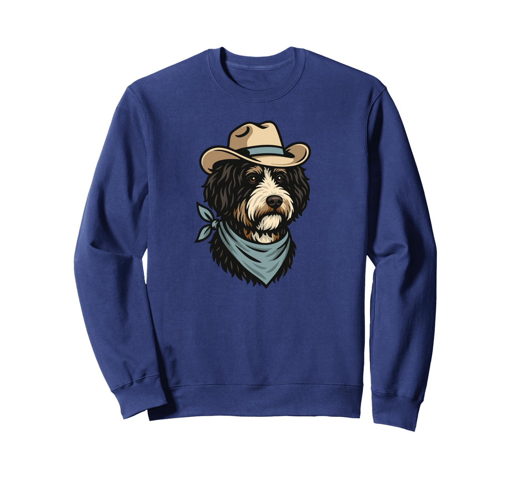 Funny Cowboy Bernedoodle Drawing Sweatshirt - Casual Everyday Wear Unisex - T-Shirt, Sweatshirt, Hoodie