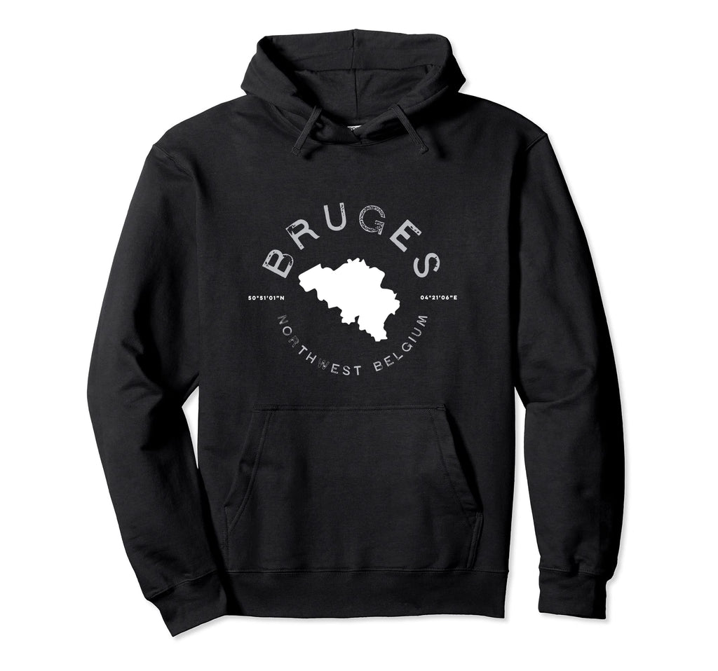 Bruges Belgium Distressed Hoodie - Unique Graphic for Adults - T-Shirt, Sweatshirt, Hoodie